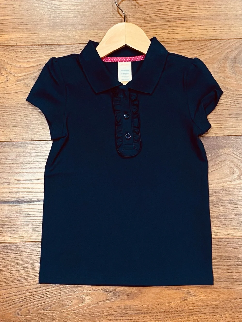 Gymboree Girls Navy Polo Top with Ruffle Placket
